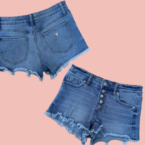 Guess Los Angeles Y2K Mini Denim Shorts – Button Fly Cutoff